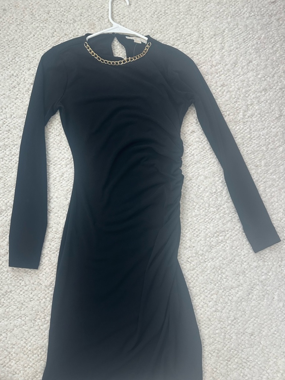 MICHAEL Michael Kors Black Long-Sleeve Dress with Gold Chain Detail
